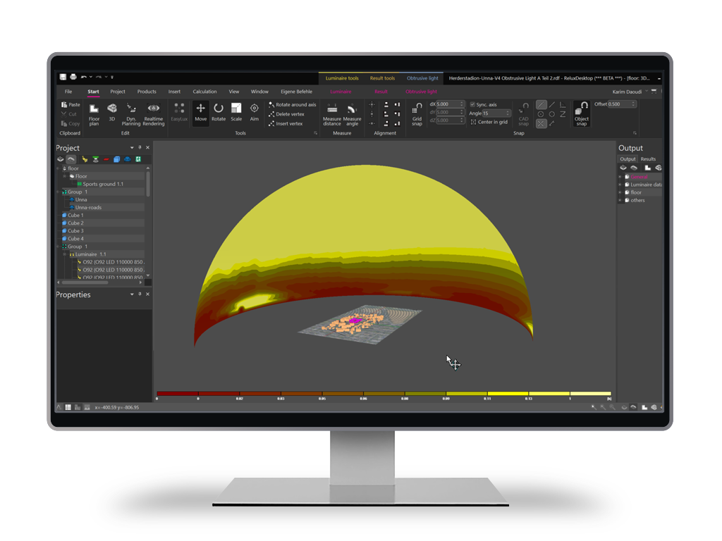 Relux: Professionelles Lichtplanungstool kann jetzt Lichtverschmutzung berechnen.